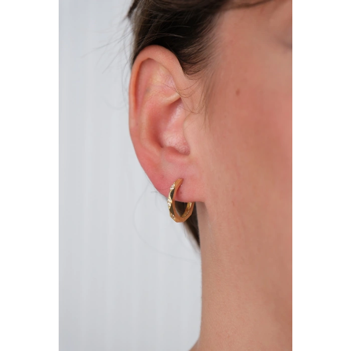 14 Ayar Altın Taşlı Halka Küpe 703