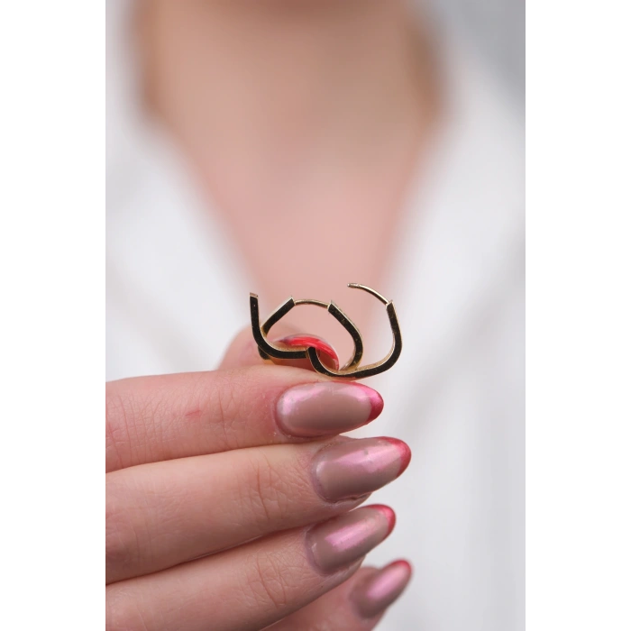 14 Ayar Altın Taşlı Kare Küpe 1129