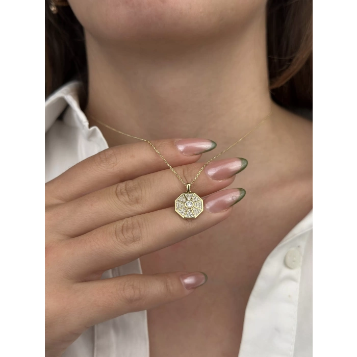 14 Ayar Altın Taşlı Kolye 631