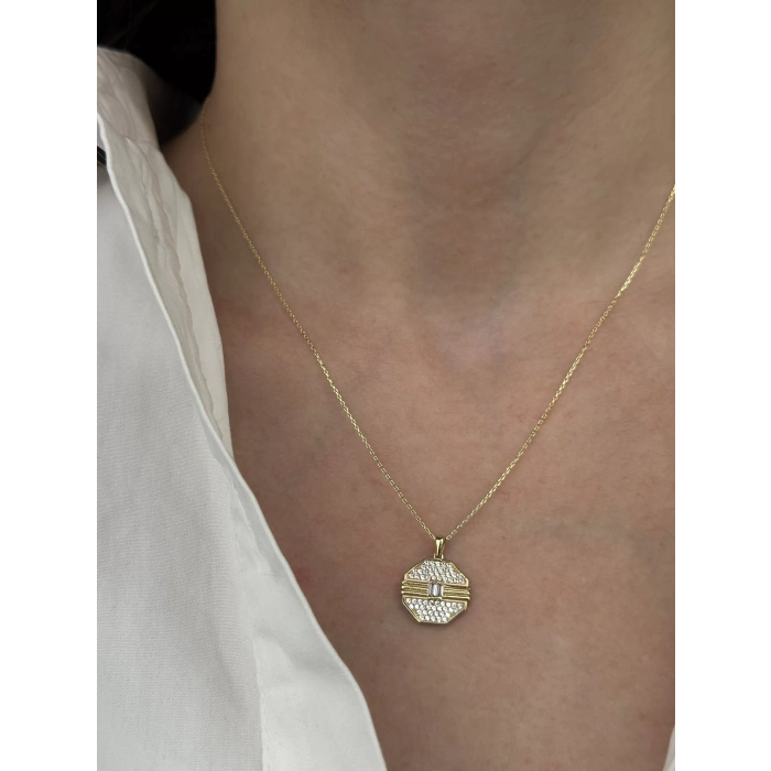 14 Ayar Altın Taşlı Kolye 657