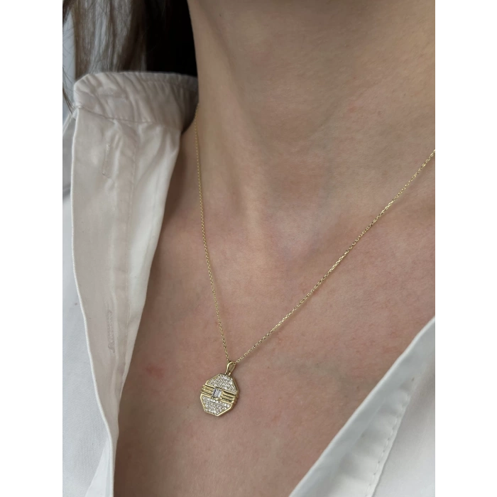 14 Ayar Altın Taşlı Kolye 657