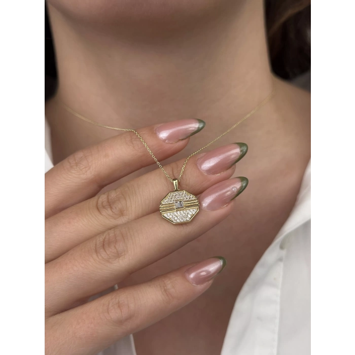 14 Ayar Altın Taşlı Kolye 657