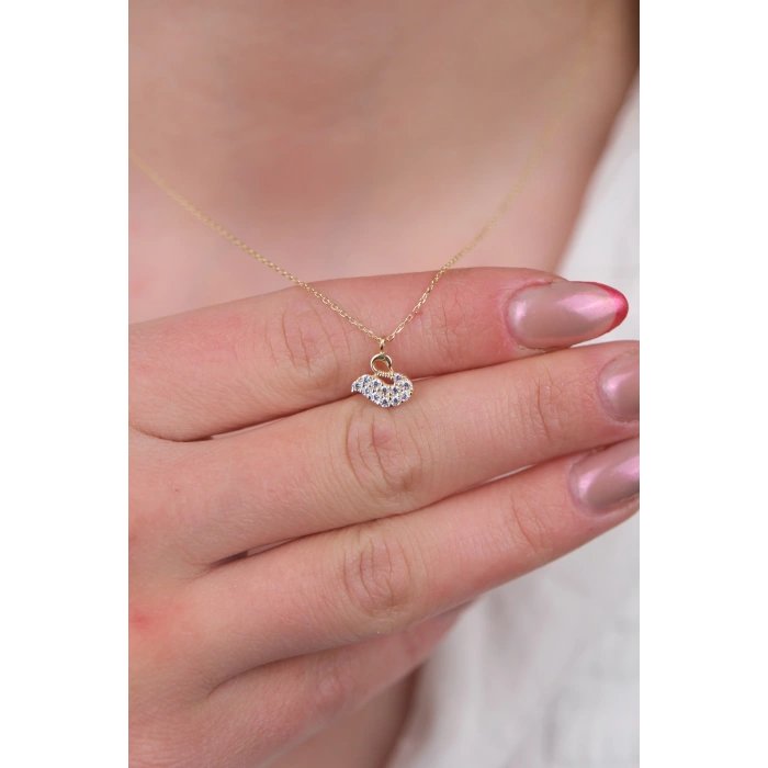 14 Ayar Altın Taşlı Kuğu Figürlü Kolye 420