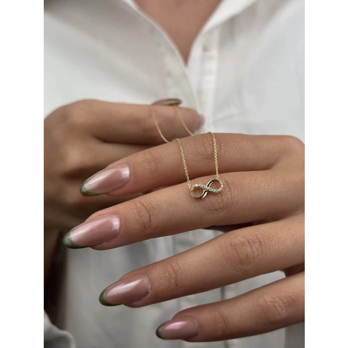 14 Ayar Altın Taşlı Sonsuzluk Kolye 731