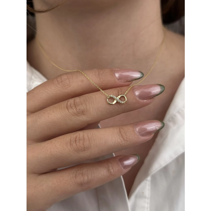 14 Ayar Altın Taşlı Sonsuzluk Kolye 731