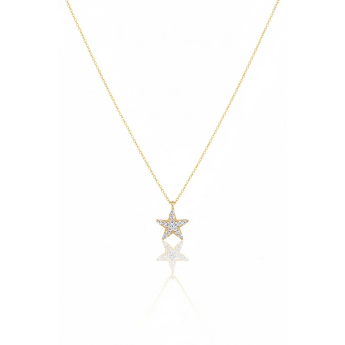 14 Ayar Altın Taşlı Yıldız Kolye 630