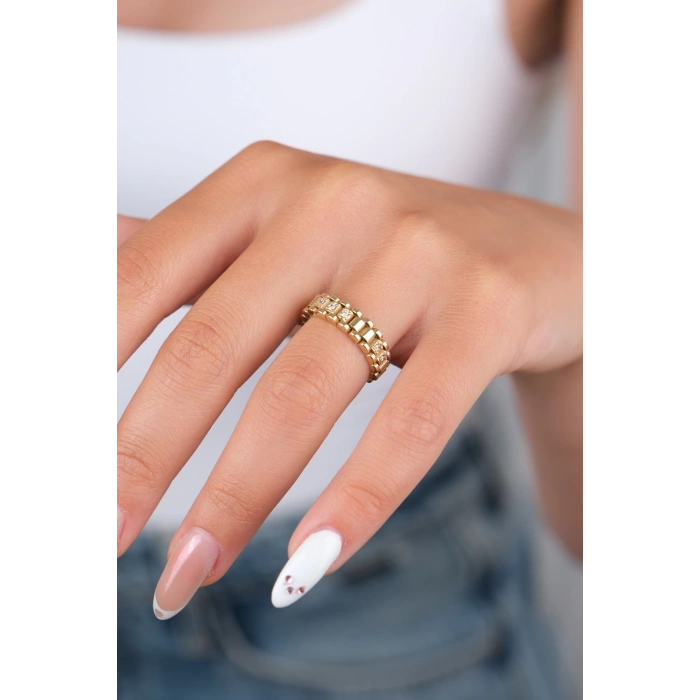 14 Ayar Altın Taşlı Yüzük 910