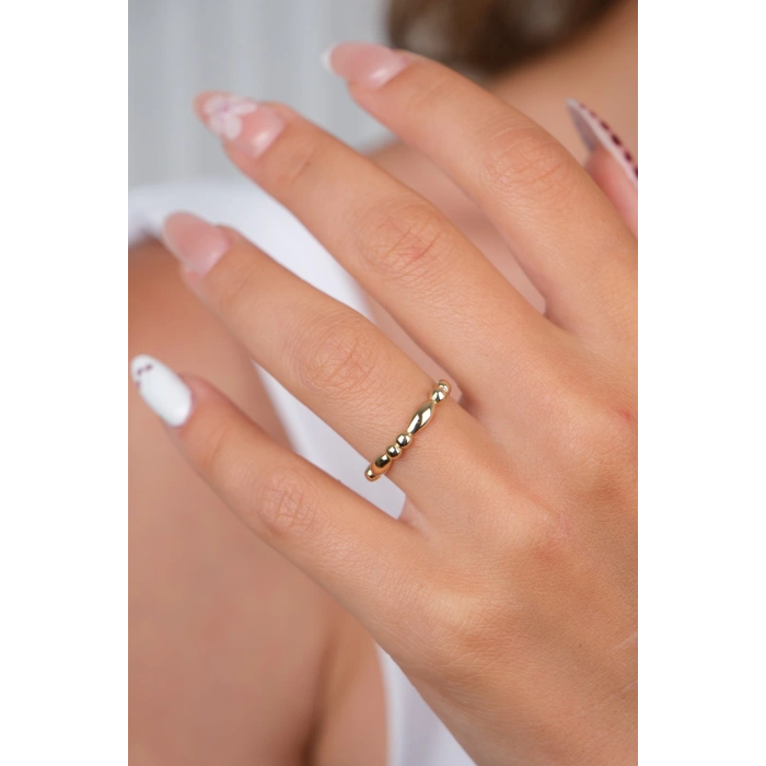 14 Ayar Altın Top Detay Yüzük 877