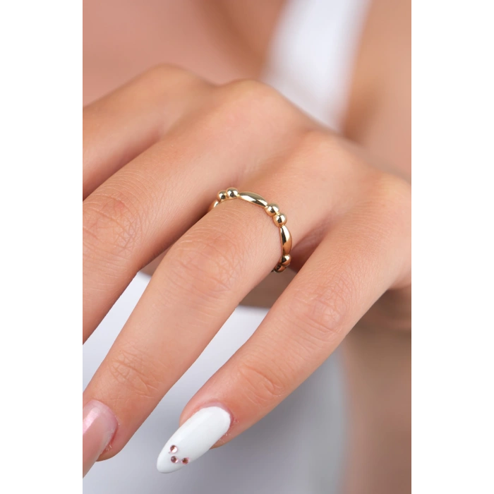 14 Ayar Altın Top Detay Yüzük 877