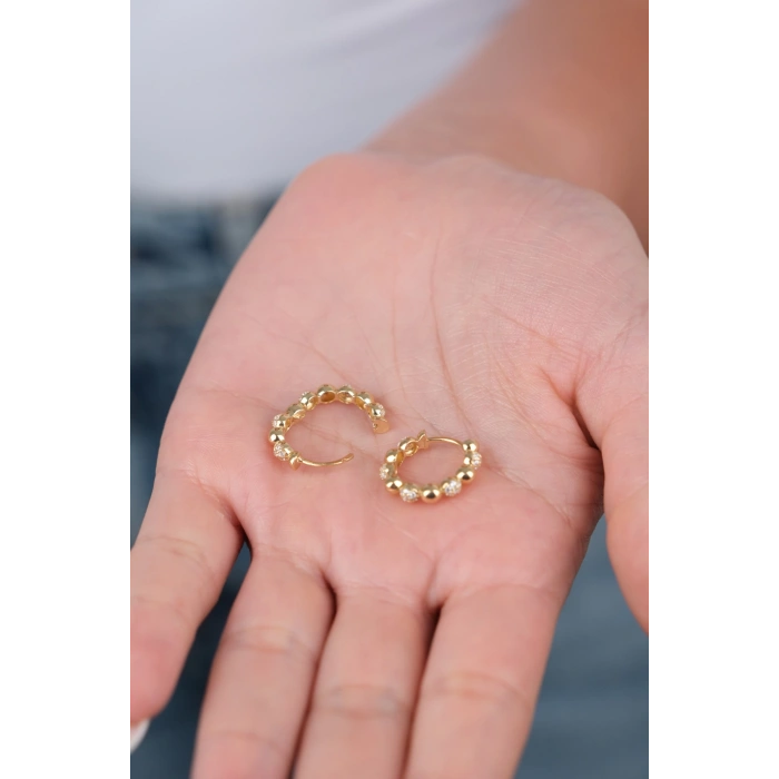 14 Ayar Altın Top Top Halka Küpe 478