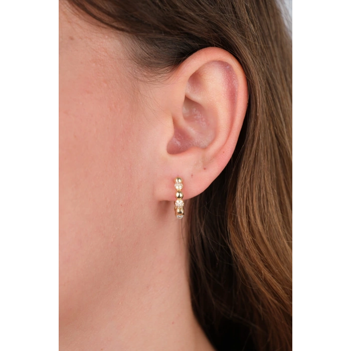 14 Ayar Altın Top Top Halka Küpe 478