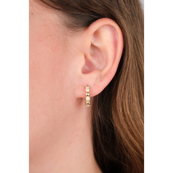 14 Ayar Altın Top Top Halka Küpe 478