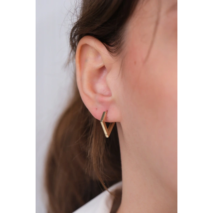 14 Ayar Altın Üçgen Şekilli Küpe 1185