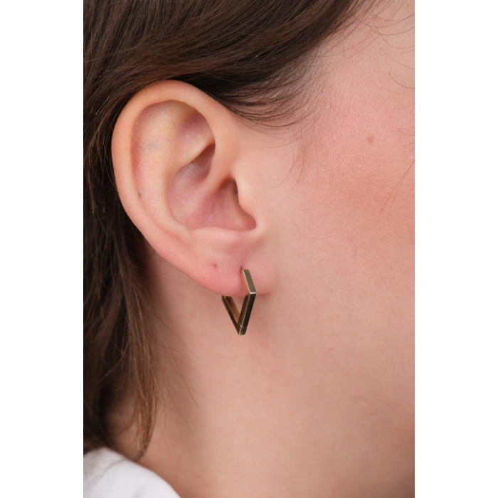 14 Ayar Altın Üçgen Şekilli Küpe 1185