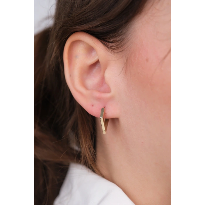 14 Ayar Altın Üçgen Şekilli Küpe 1185