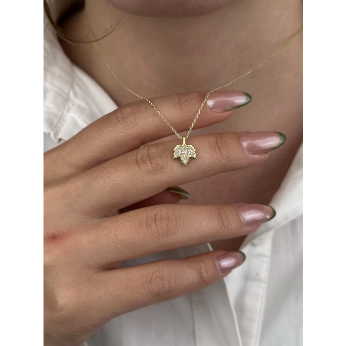 14 Ayar Altın Yaprak Kolye 601