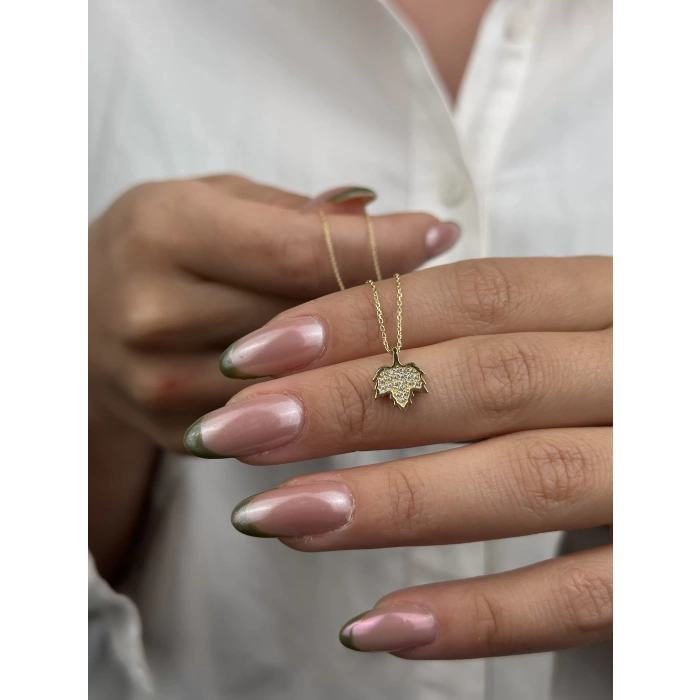 14 Ayar Altın Yaprak Kolye 601