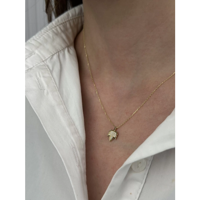 14 Ayar Altın Yaprak Kolye 601