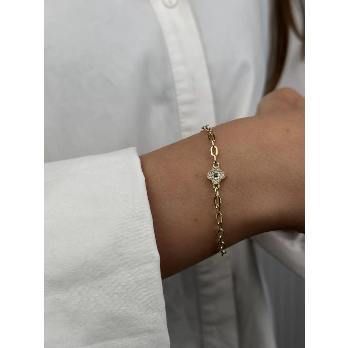 14 Ayar Altın Yoncalı Bileklik 1072