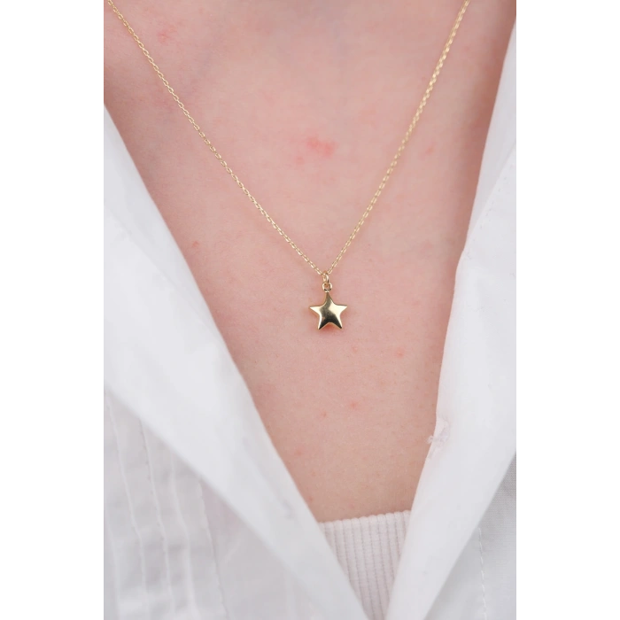 14 Ayar Altın Yıldız Kolye 544