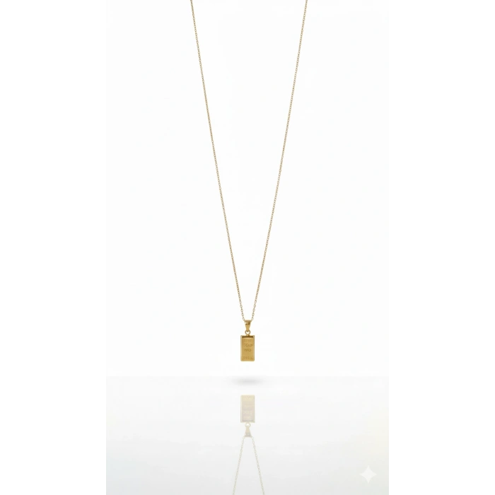 14 Ayar Altın Külçe Kolye 909