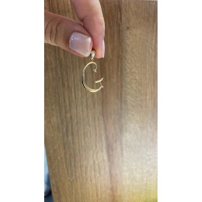14 Ayar Altın G Harfli Kolye Ucu 449