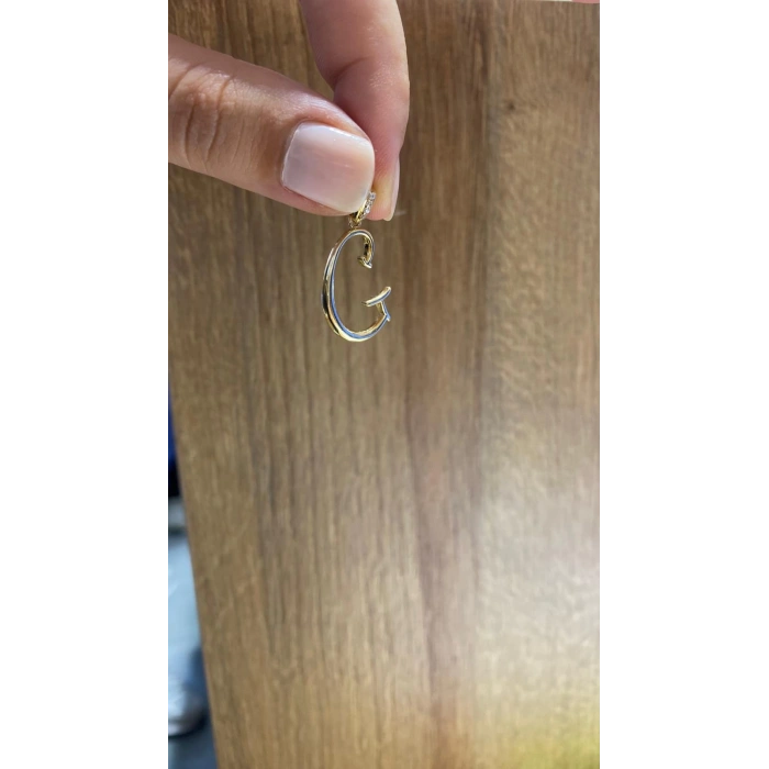 14 Ayar Altın G Harfli Kolye Ucu 449