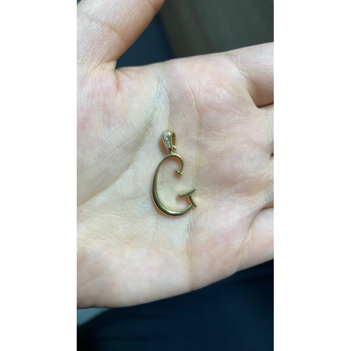 14 Ayar Altın G Harfli Kolye Ucu 449