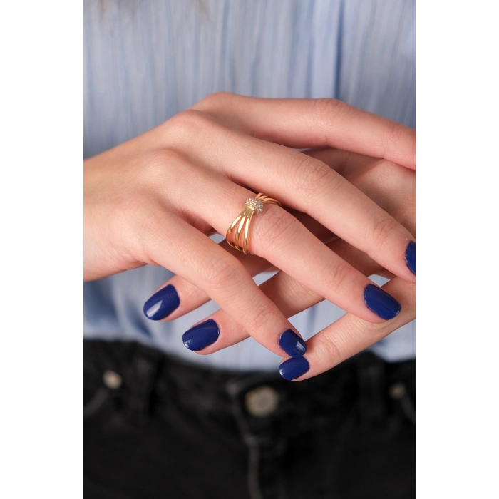 14 Ayar Altın Taşlı Düğüm Yüzük 260