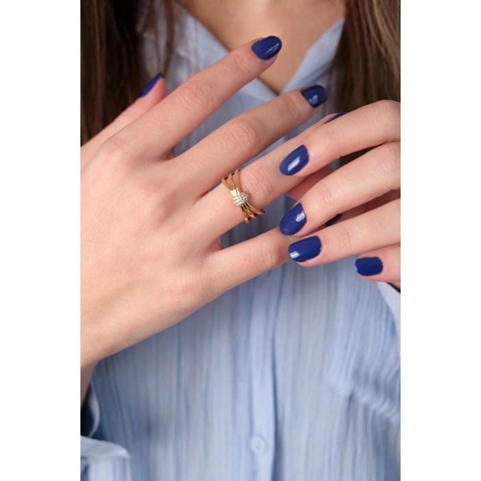 14 Ayar Altın Taşlı Düğüm Yüzük 260