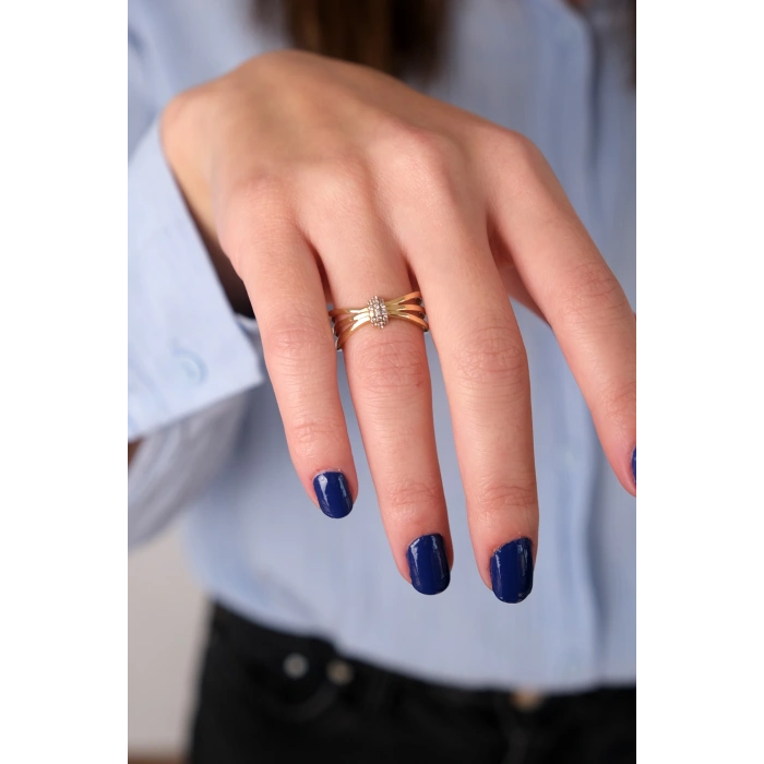 14 Ayar Altın Taşlı Düğüm Yüzük 260