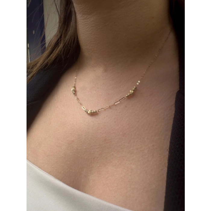 14 Ayar Altın Dorikalı Top Kolye 943