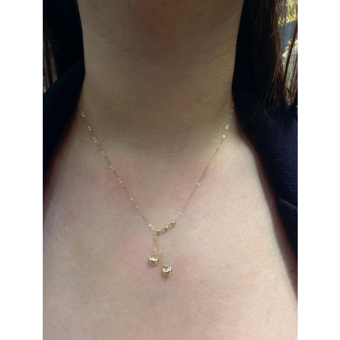 14 Ayar Altın Ucu Sallantılı Kalpli Kolye 944