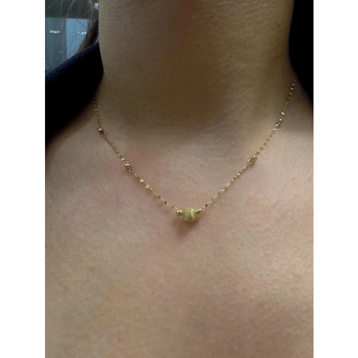 14 Ayar Altın Dorika Top Kolye 942