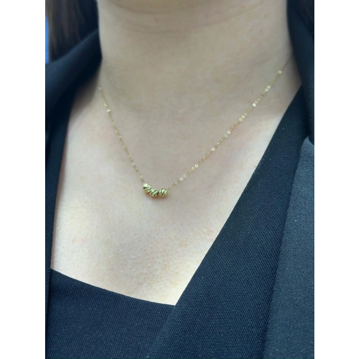 14 Ayar Altın 3lü Dorikalı Mini Hediyelik Kolye 948