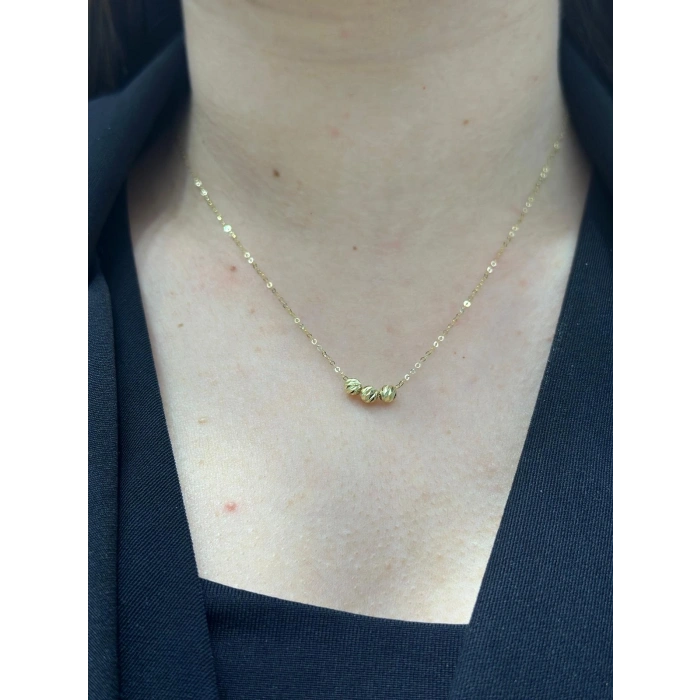 14 Ayar Altın 3lü Dorikalı Mini Hediyelik Kolye 948