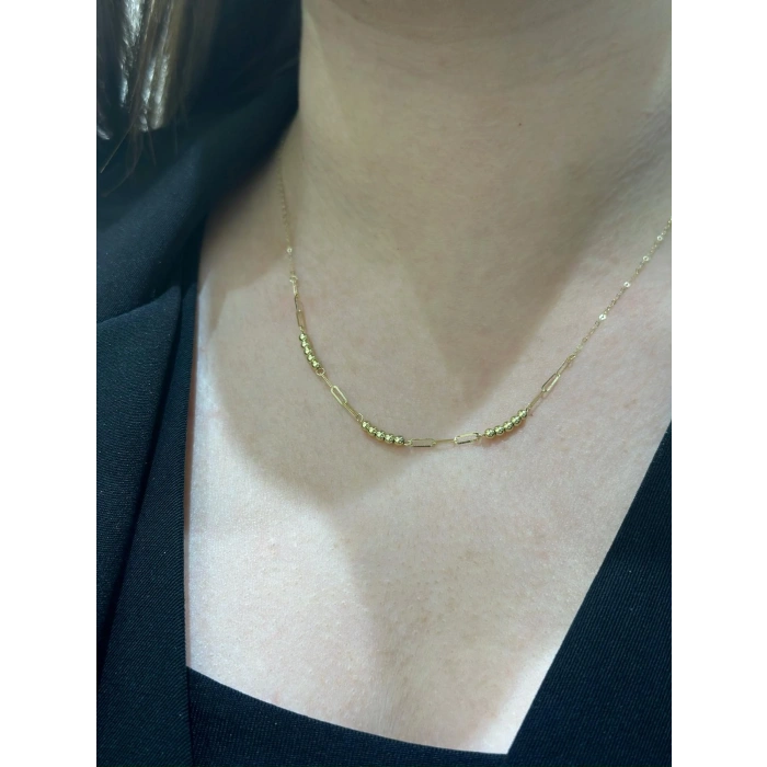 14 Ayar Altın 3 Sıralı Toplu Hediyelik Kolye 951