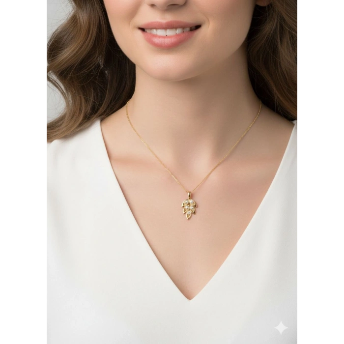 14 Ayar Altın Yaprak Kolye 625