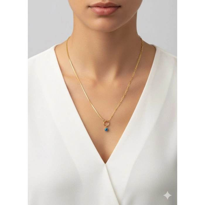 14 Ayar Altın Nazar Boncuk Kolye 635