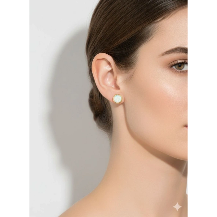 14 Ayar Altın Minimal Sedefli Küpe 263