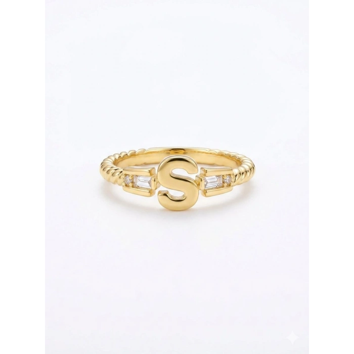 14 Ayar Altın S Harf Yüzük 792