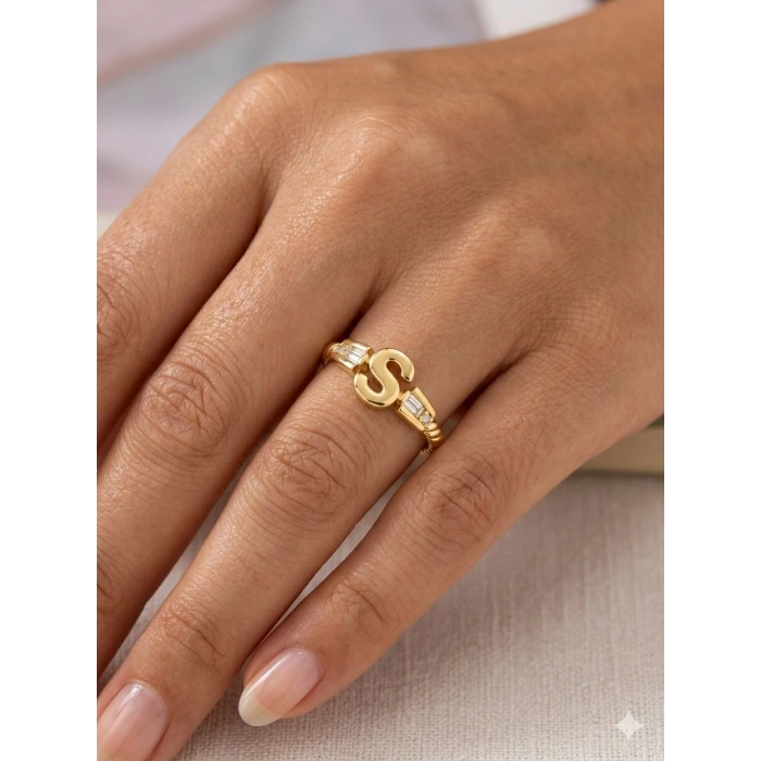 14 Ayar Altın S Harf Yüzük 792