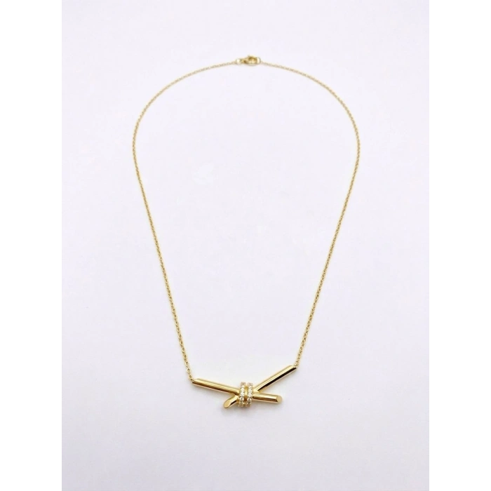 14 Ayar Altın Taşlı Düğüm Kolye 960