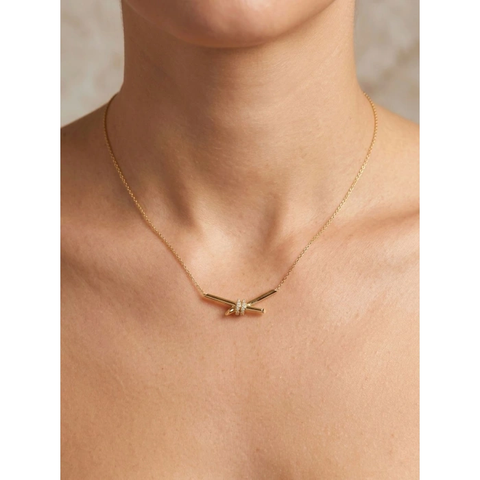 14 Ayar Altın Taşlı Düğüm Kolye 960