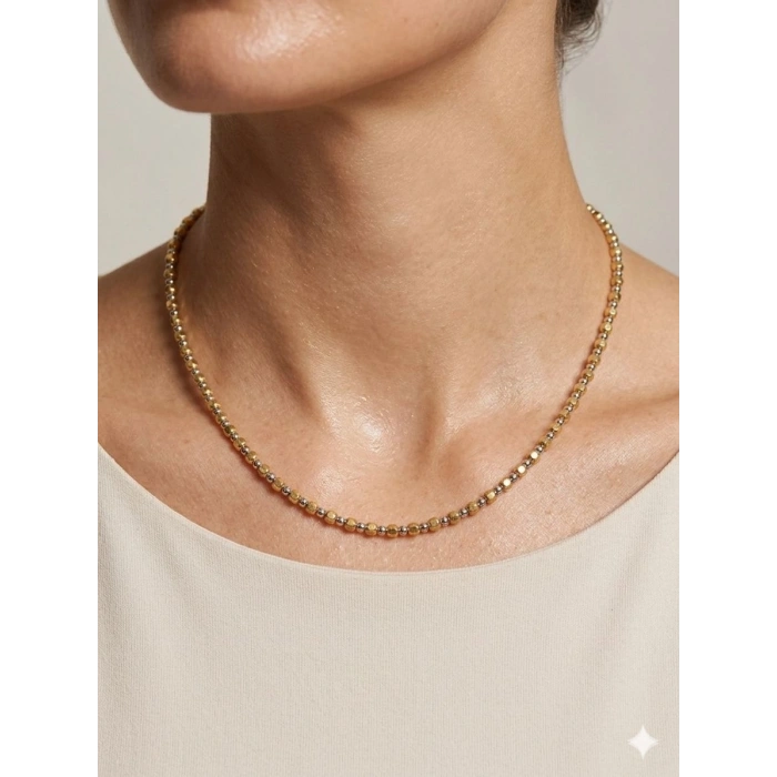 14 Ayar Altın Küp Dorikalı Zincir Kolye 966