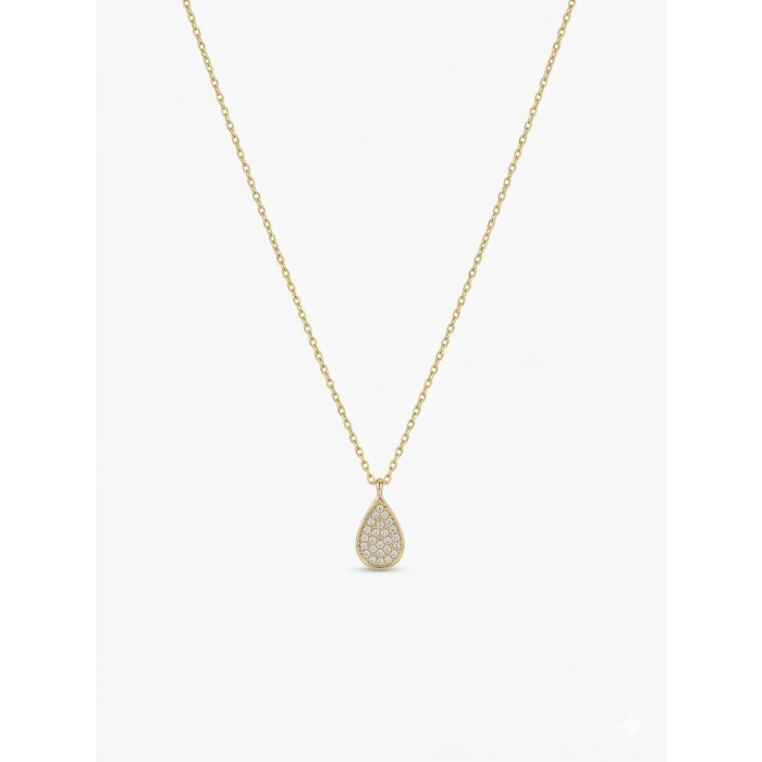 14 Ayar Altın Damla Model Taşlı Kolye 969