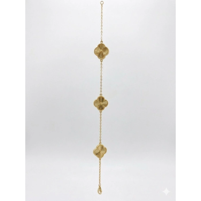 14 Ayar Altın 3lü Gold Yonca Bileklik 1224