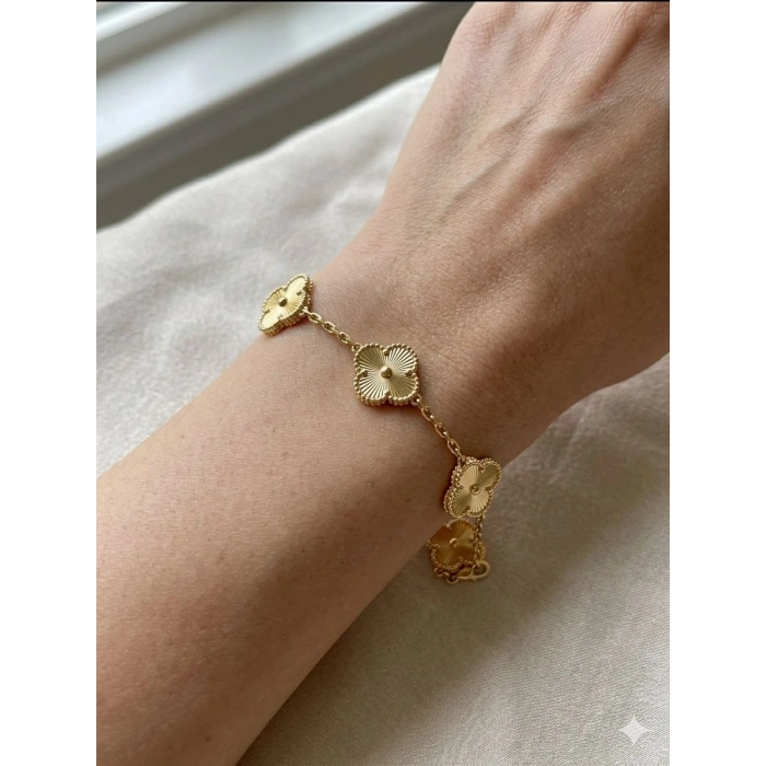 14 Ayar Altın 5li Gold Yonca Bileklik 1223