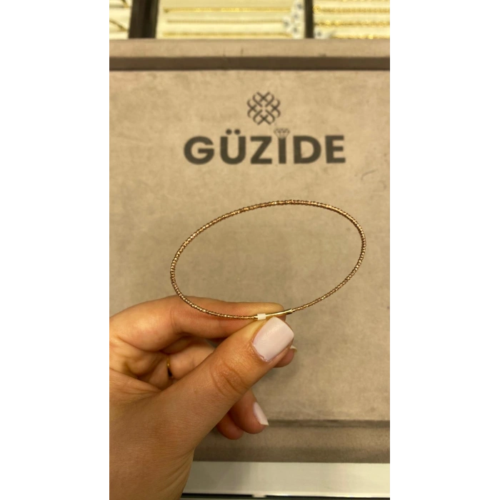 14 Ayar Altın Rose İnce Hediyelik Mini Dorikalı Kelepçe Bileklik 1220