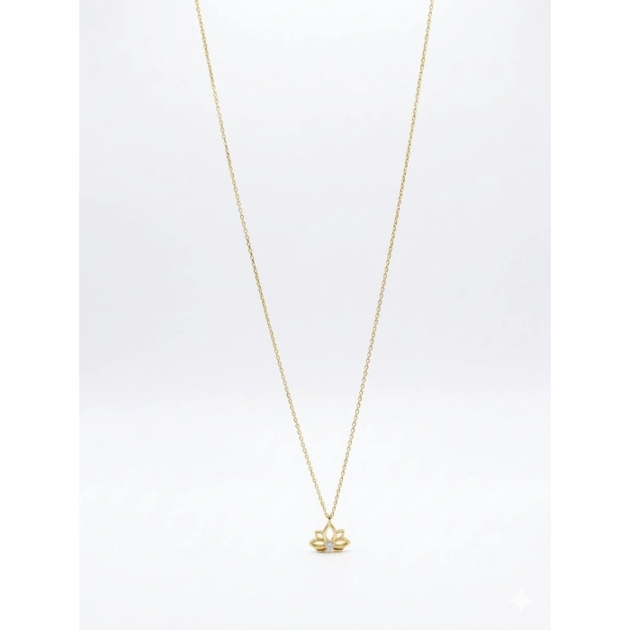 14 Ayar Altın Lotus Çiçek Kolye 977